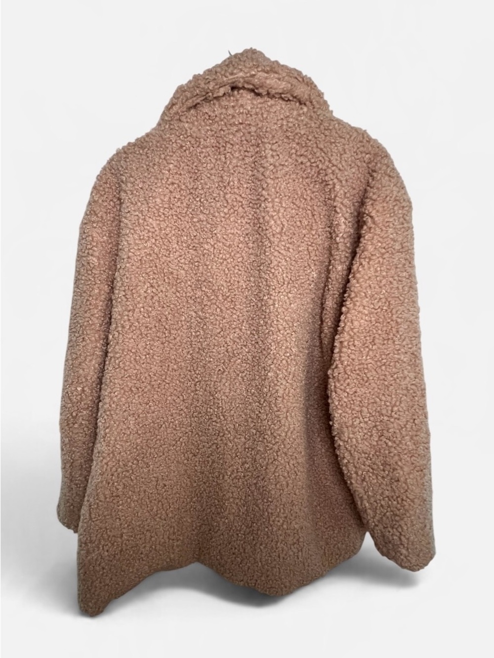 Martha Stewart New Pink Plush Teddy Bear Coat Jacket Faux Fur Sherpa Large - Picture 3 of 8